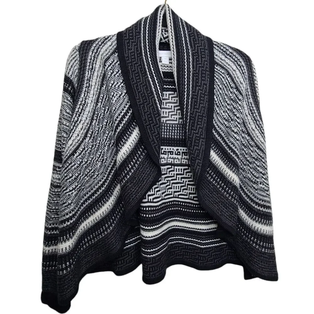 Charter Club Long Sleeve Gray Striped Open‎ Cardigan Shrug Womens SZ PM Career